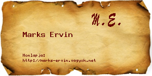 Marks Ervin névjegykártya